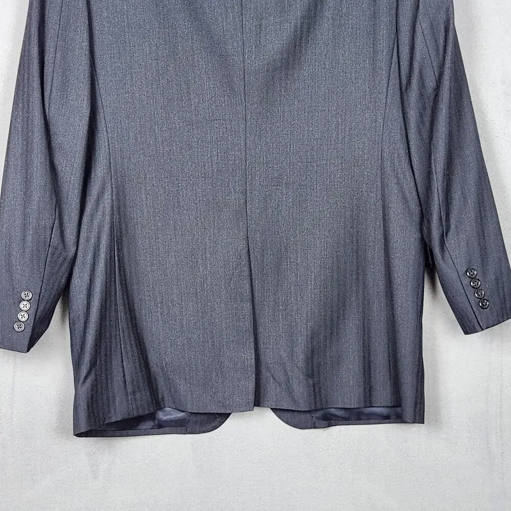 JOS A BANK Suit Jacket Mens 42L Blue Navy Herringbone Career Wedding 100% Wool